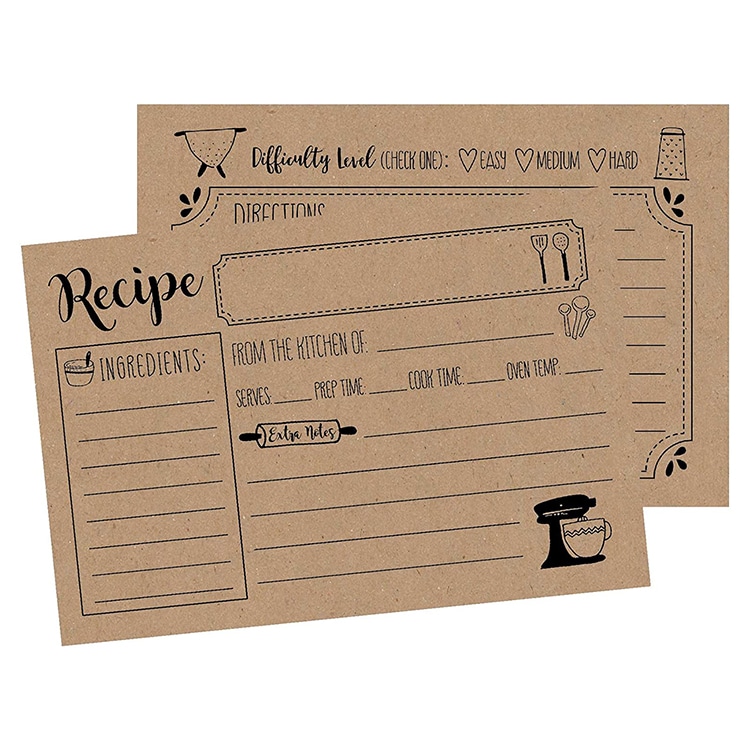 Custom Kraft Household Kitchen Note Card Recipe Cards view 4