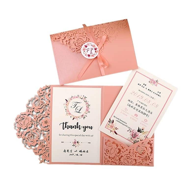 Custom Lacer Die-Cut Wedding Invitation Card — custom card printing