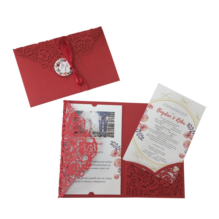 Custom Lacer Die-Cut Wedding Invitation Card view 2