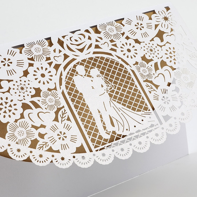 Custom Laser Cut Wedding Invitation Cards with Envelopes view 2
