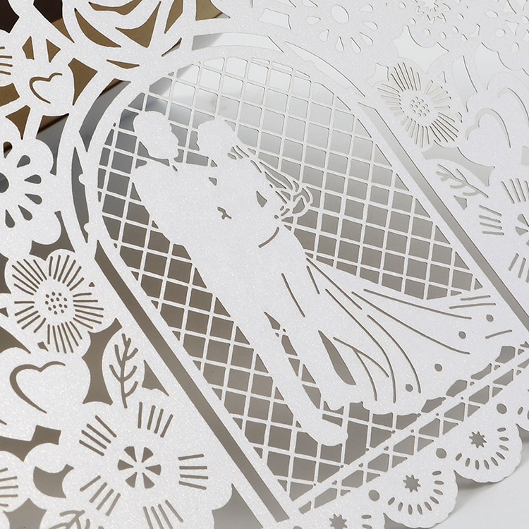 Custom Laser Cut Wedding Invitation Cards with Envelopes view 3