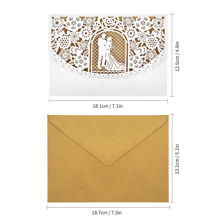 Custom Laser Cut Wedding Invitation Cards with Envelopes view 4