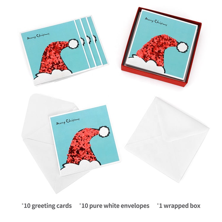 Custom Merry Christmas Greeting Cards with Envelope view 3