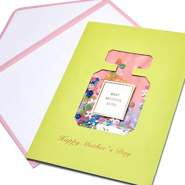 Custom Mothers Day Greeting Cards with Shaking Sequins view 3