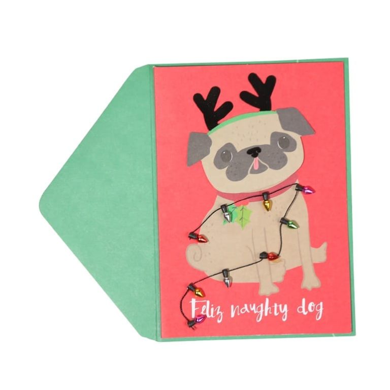 Custom Naughty Dog Merry Christmas Cards — custom card printing