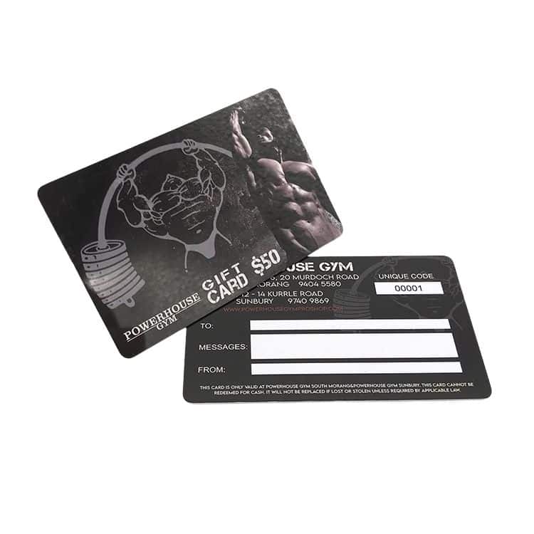 Custom Plastic Fitness card with card number — custom card printing