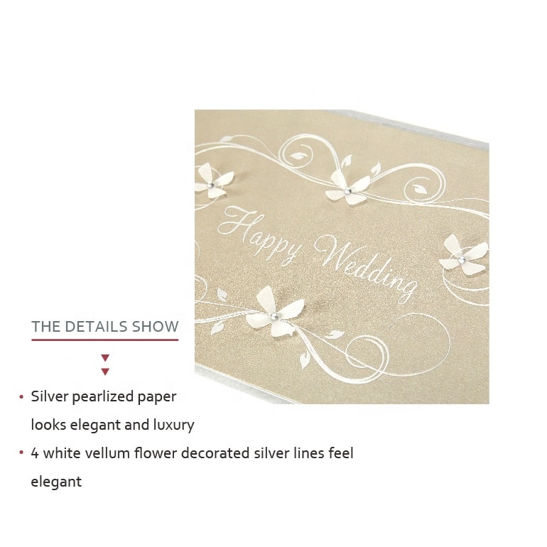 Custom Printing Flower Wedding Greeting Cards view 2
