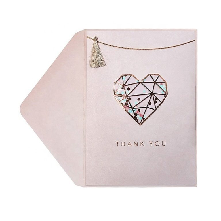 Custom Rose Foil Thank You Shaker Card — custom card printing