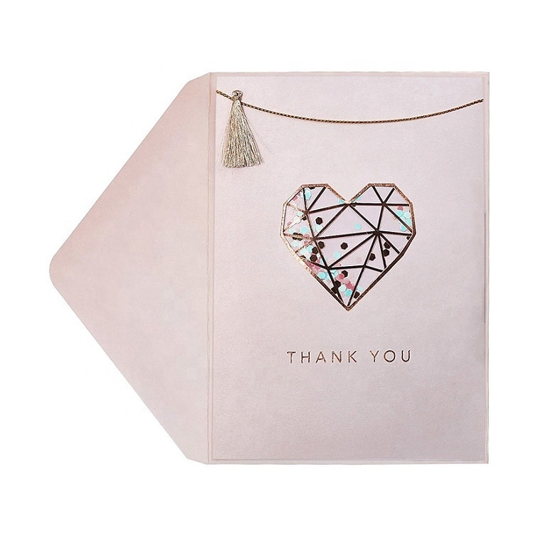 Custom Rose Foil Thank You Shaker Card — custom card printing