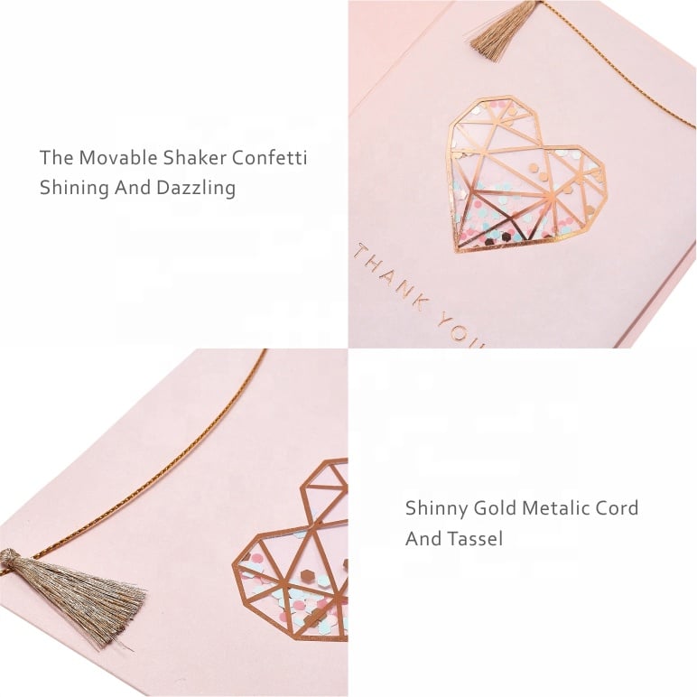 Custom Rose Foil Thank You Shaker Card view 2