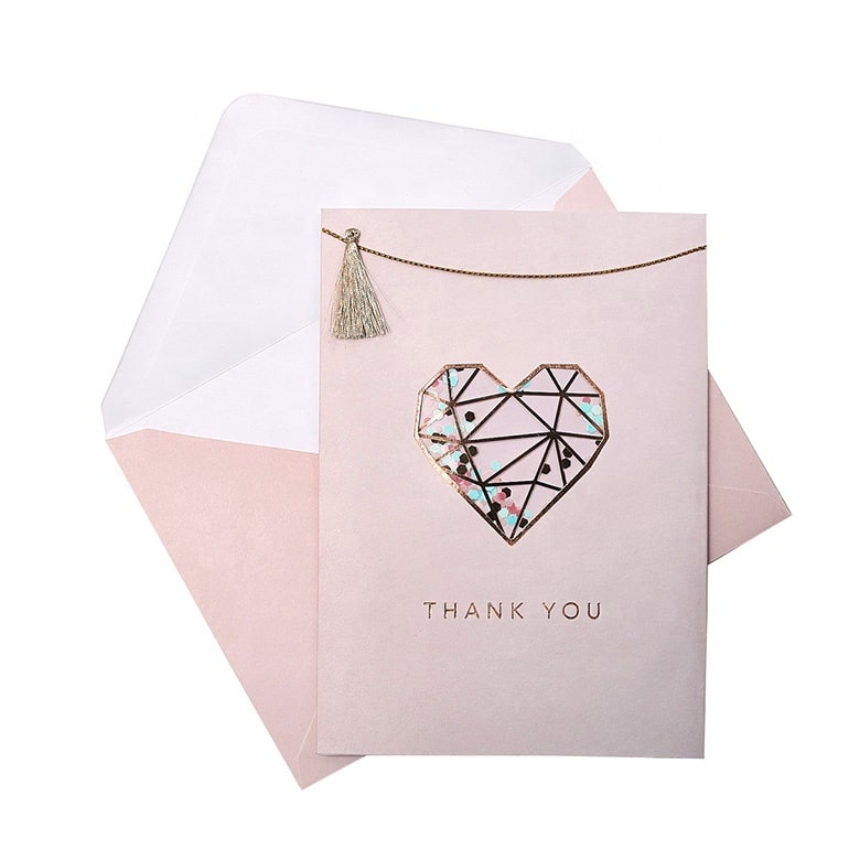 Custom Rose Foil Thank You Shaker Card view 3