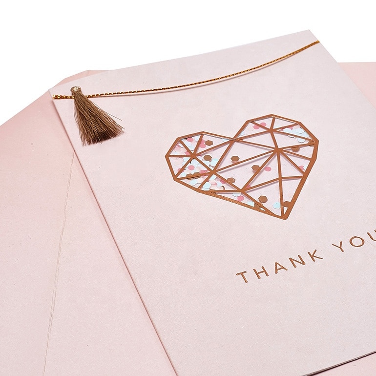 Custom Rose Foil Thank You Shaker Card view 4