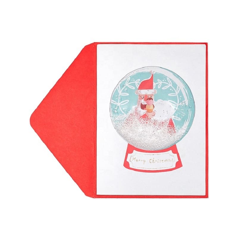Custom Santa Snow Globe Shaker Christmas Cards — custom card printing