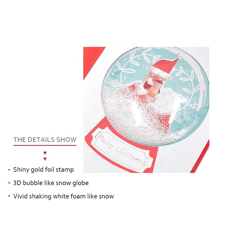 Custom Santa Snow Globe Shaker Christmas Cards view 2