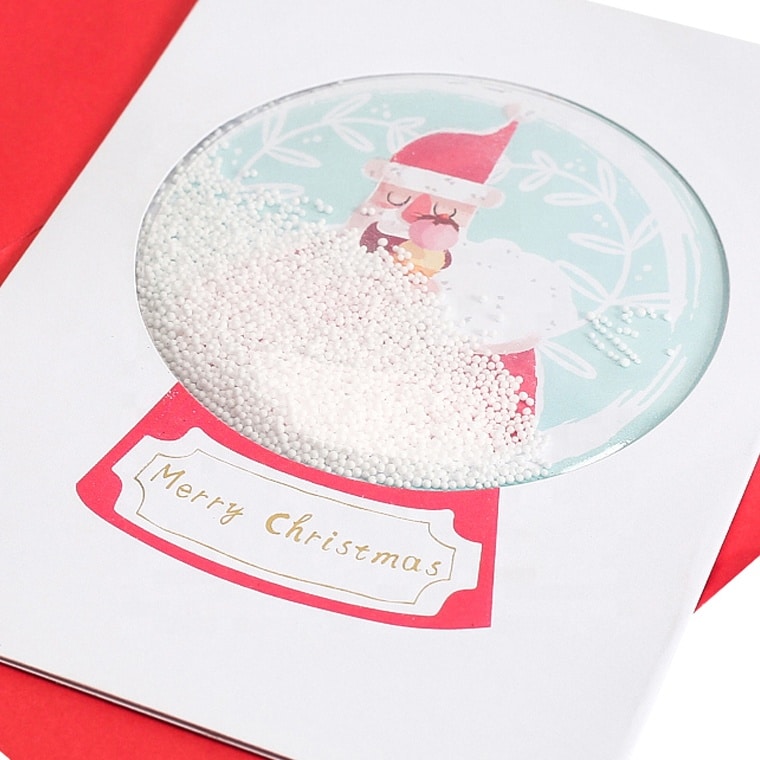 Custom Santa Snow Globe Shaker Christmas Cards view 4