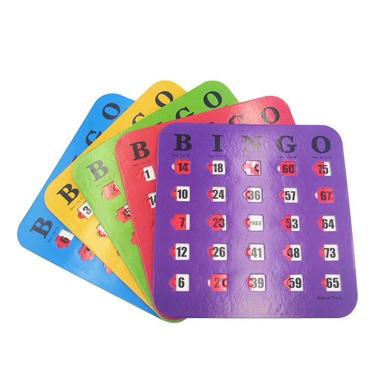 Custom Shutter Slide Bingo Cards with Big Tabs — custom card printing
