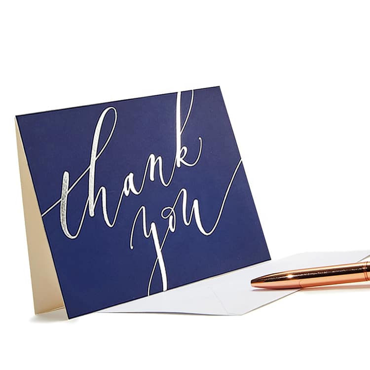 Custom blue Thank You Cards view 2