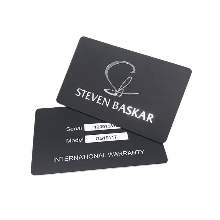 Custom design Plastic PVC warranty card — custom card printing