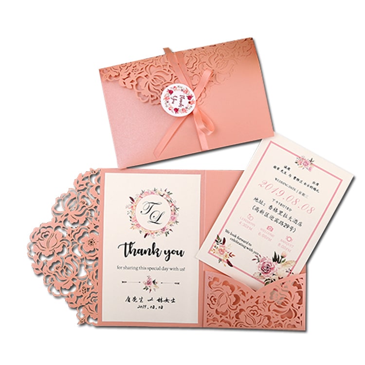 Custom design laser cut wedding invitation card — custom card printing