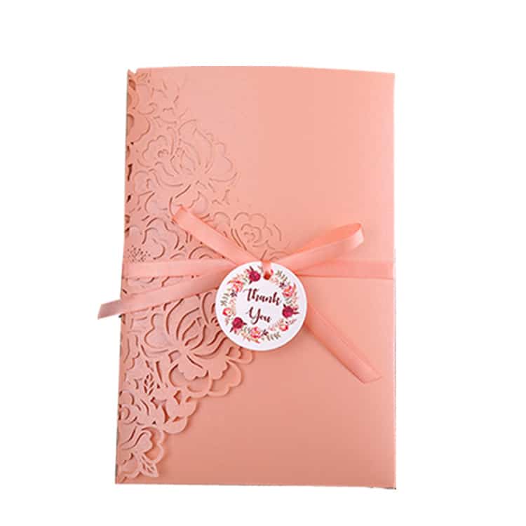Custom design laser cut wedding invitation card view 2