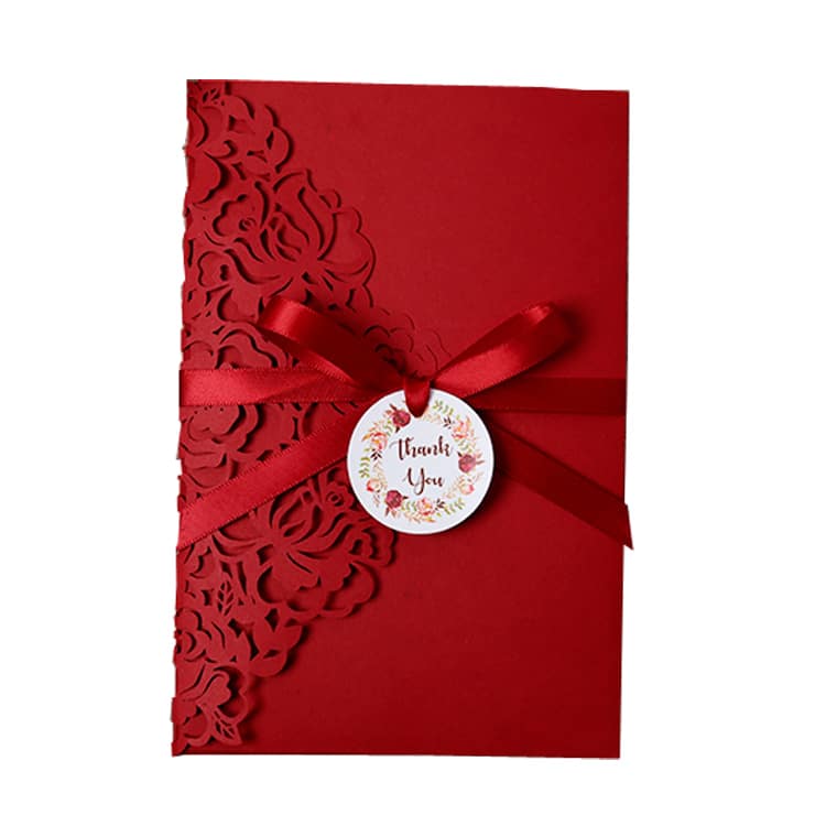 Custom design laser cut wedding invitation card view 4