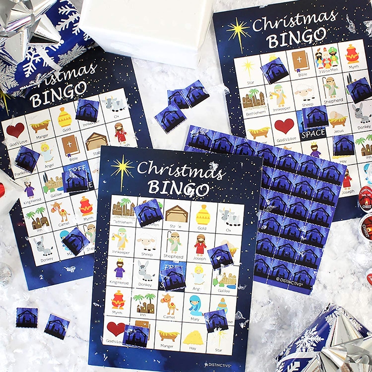 Custom easy tear off christmas bingo card game view 3
