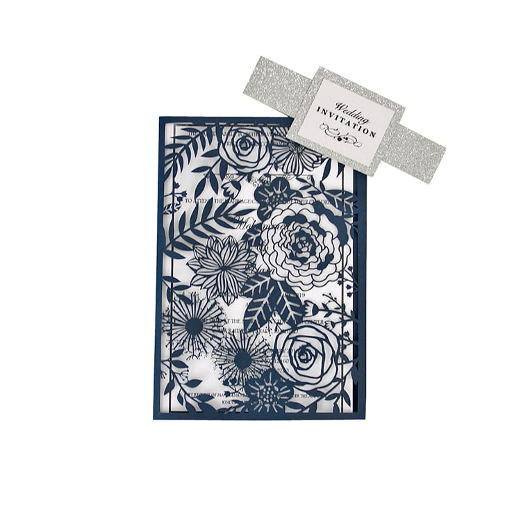 Custom elegant laser cut wedding invitations card view 2