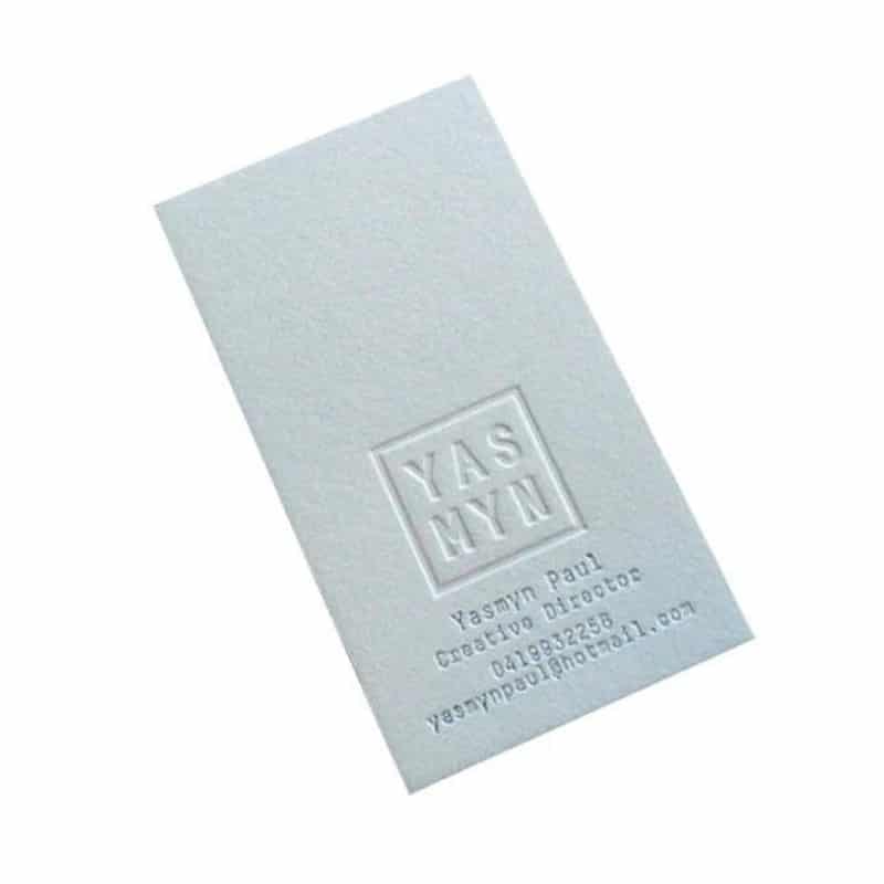 Custom embossed printed cotton paper business cards view 3