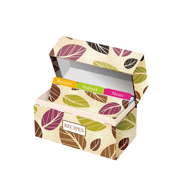 Custom home recipe cards with boxes and dividers view 2