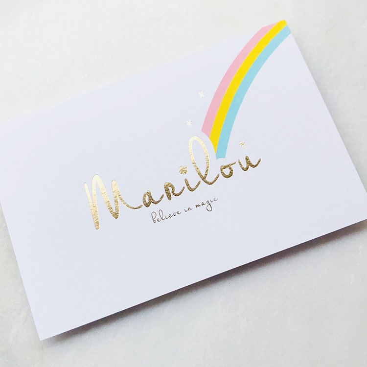 Custom printed gold foil thank you invitation card view 3