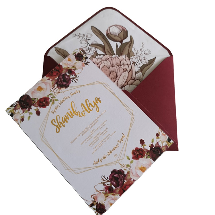 Custom rose gold foiling wedding invitation cards — custom card printing