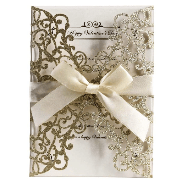 Custom wedding card with ribbon — custom card printing