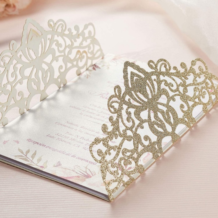 Custom wedding card with ribbon view 2