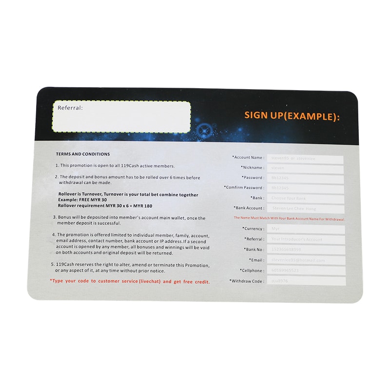 Customized Business Scratch Card With Variable Number view 2