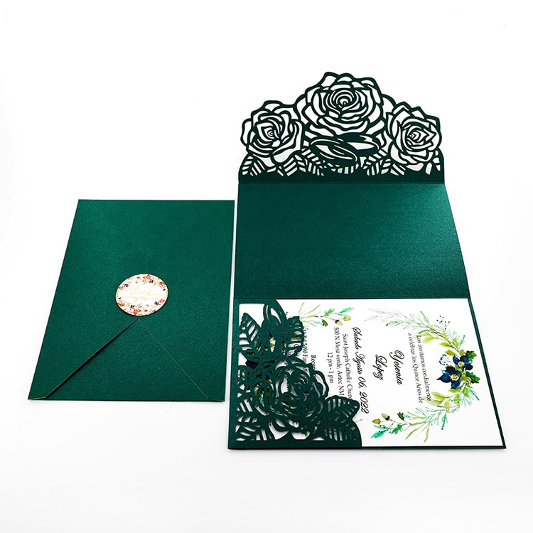 Customized Laser Cut Rose Party Wedding Card — custom card printing