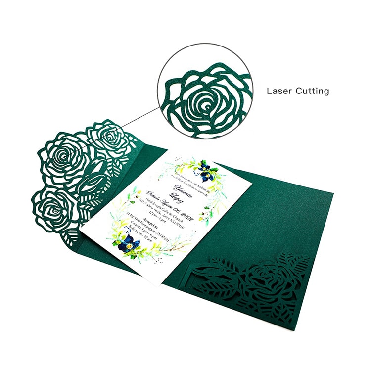 Customized Laser Cut Rose Party Wedding Card view 4