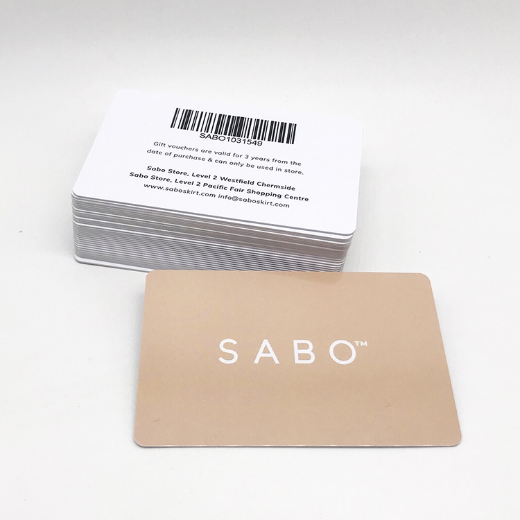 Customized Plastic Gift card with unique barcode number view 2