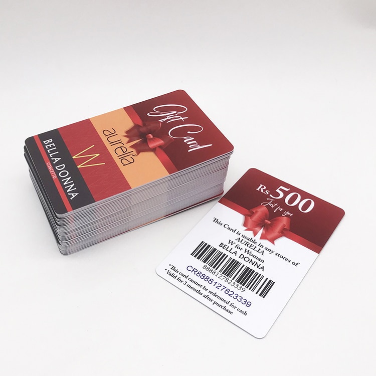 Customized Plastic Gift card with unique barcode number view 3