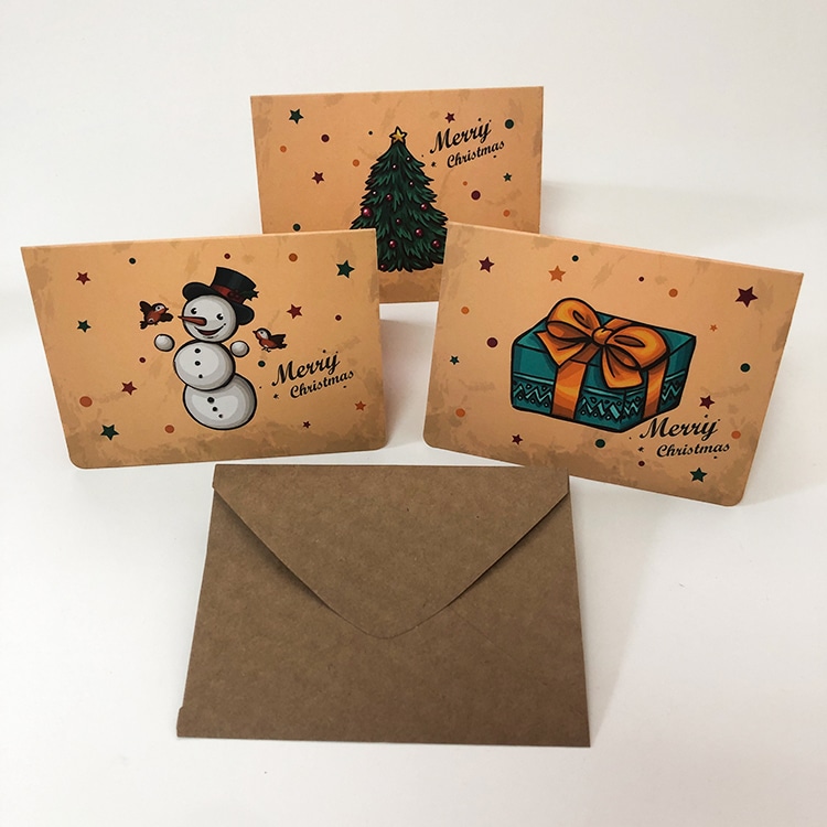 Customized kraft Merry Christmas greeting card view 2