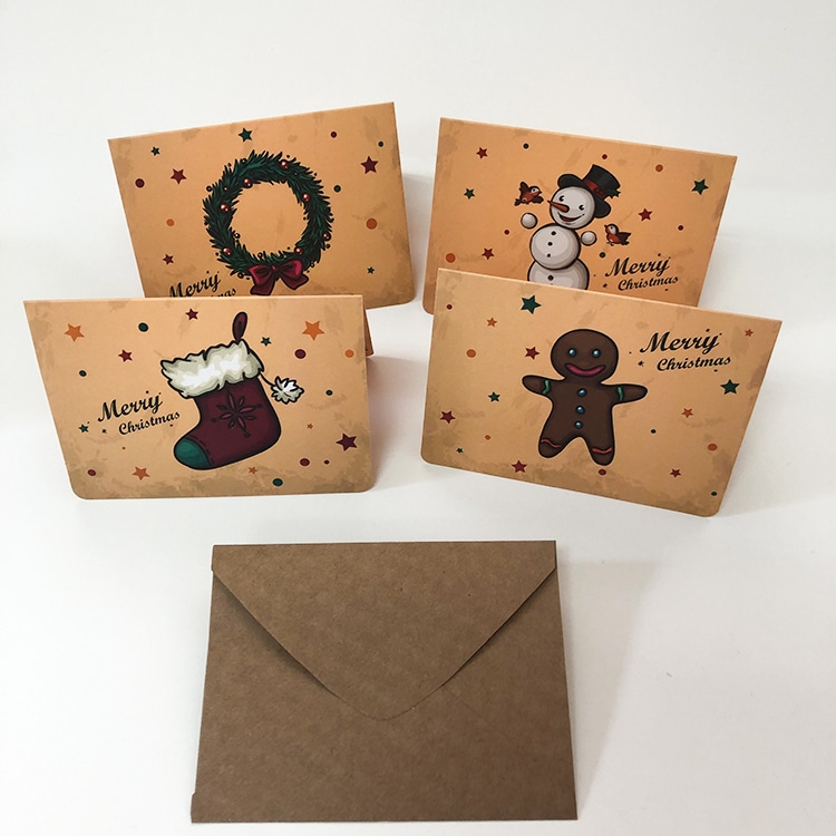 Customized kraft Merry Christmas greeting card view 3