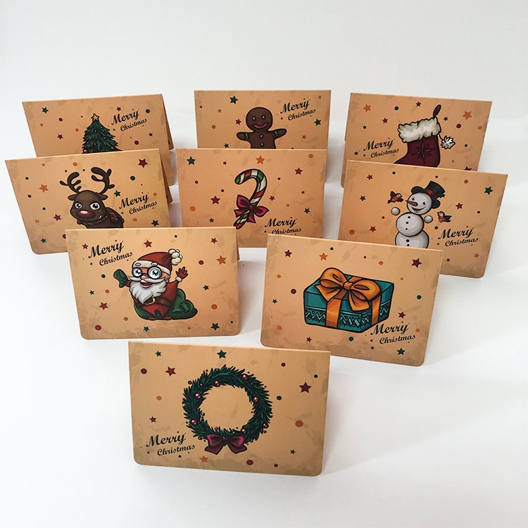Customized kraft Merry Christmas greeting card view 4
