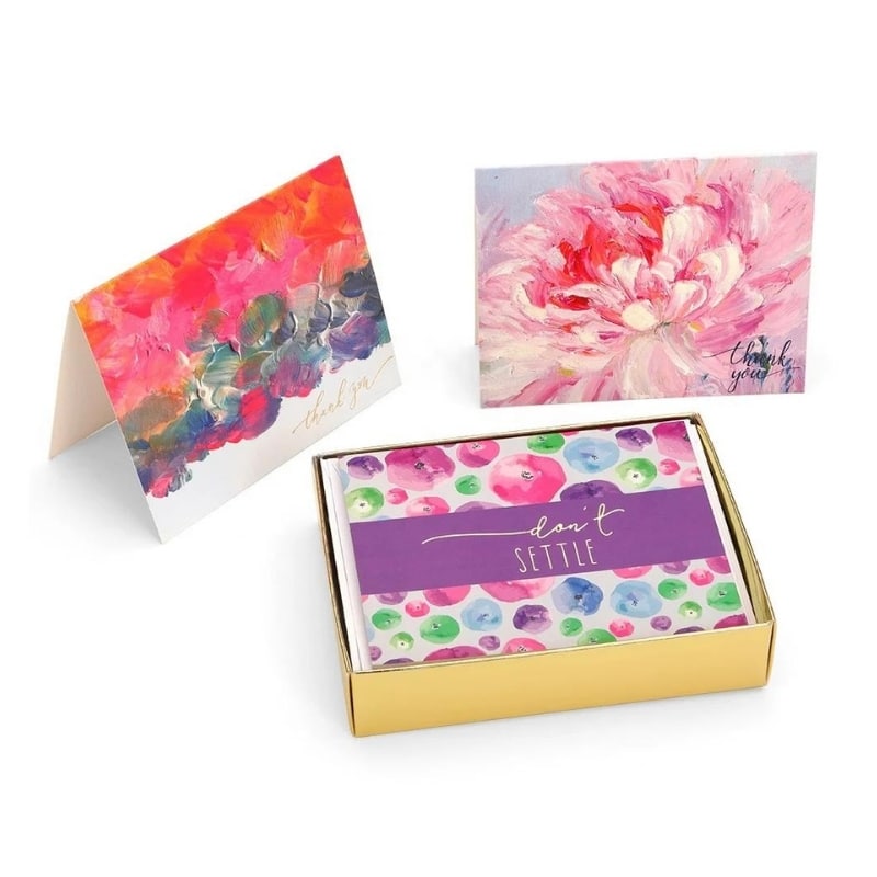 Deluxe custom printed floral gold foil blank thank you card — custom card printing