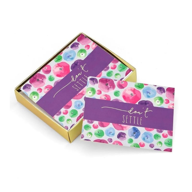 Deluxe custom printed floral gold foil blank thank you card view 2