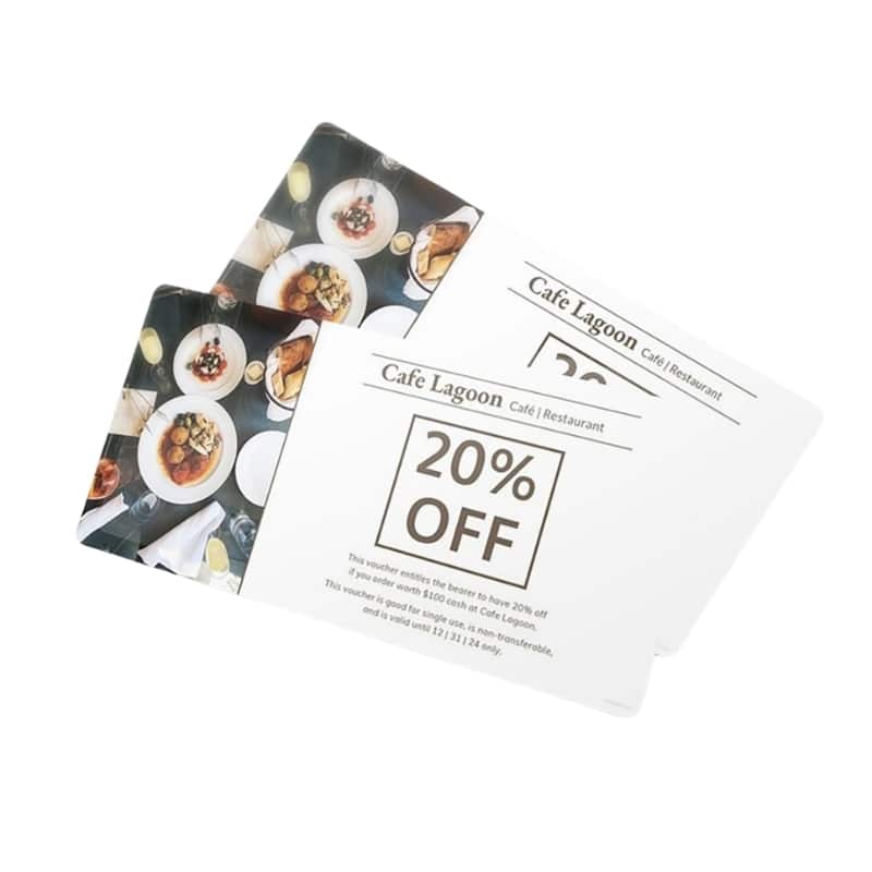 Gift voucher for full food reduction — custom card printing