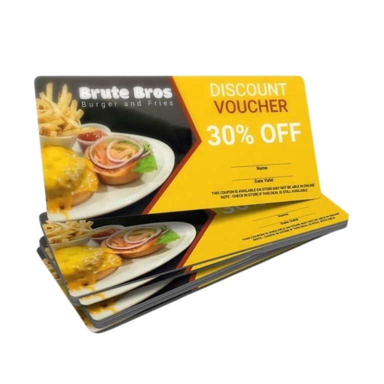 Gift voucher for personalized restaurants — custom card printing