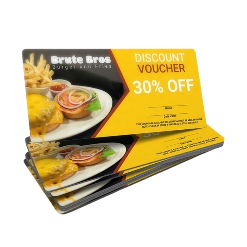 Gift voucher for personalized restaurants — custom card printing