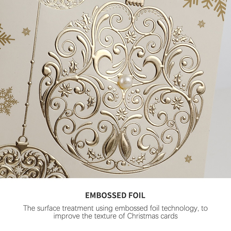Gold Foil Holiday Merry Christmas Boxed Greeting Cards view 3