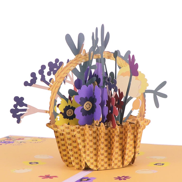 Greeting Cards Flower Basket Pop 3D Card Birthday — custom card printing