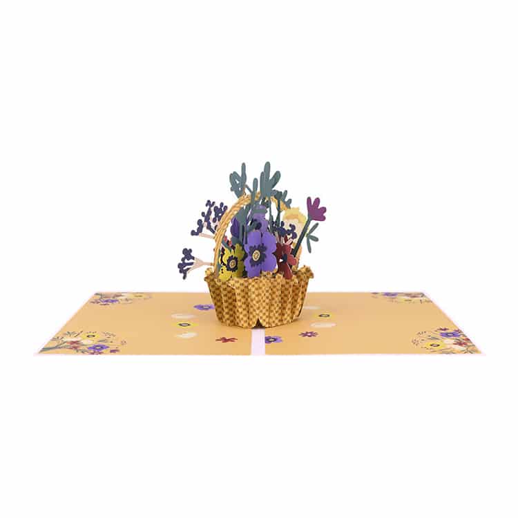 Greeting Cards Flower Basket Pop 3D Card Birthday view 3