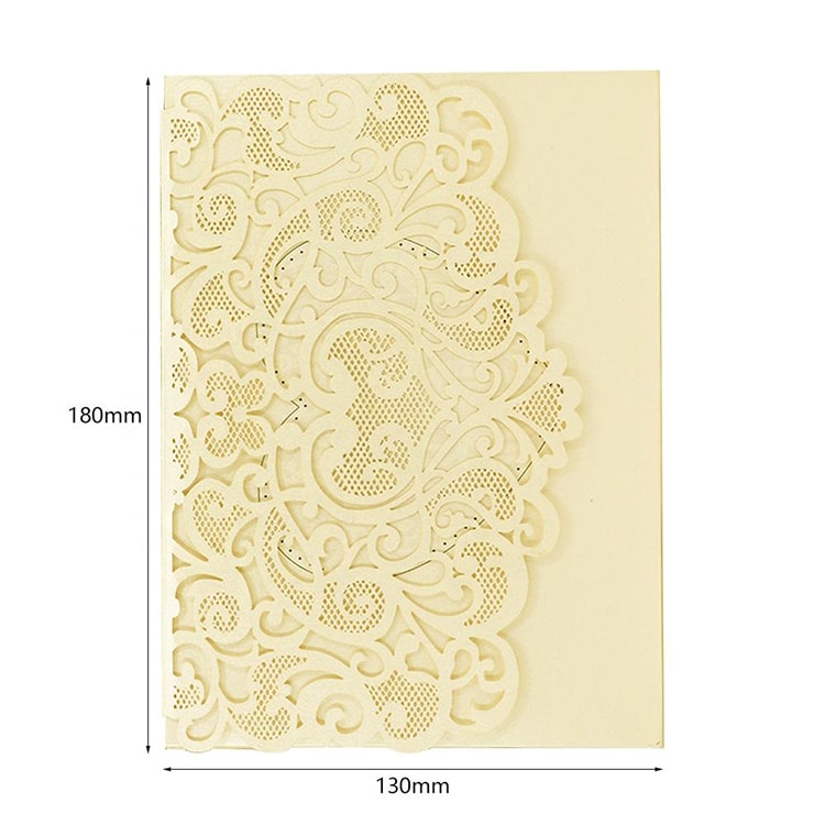 Hollow Design Gold Tri-fold Wedding Cards view 2